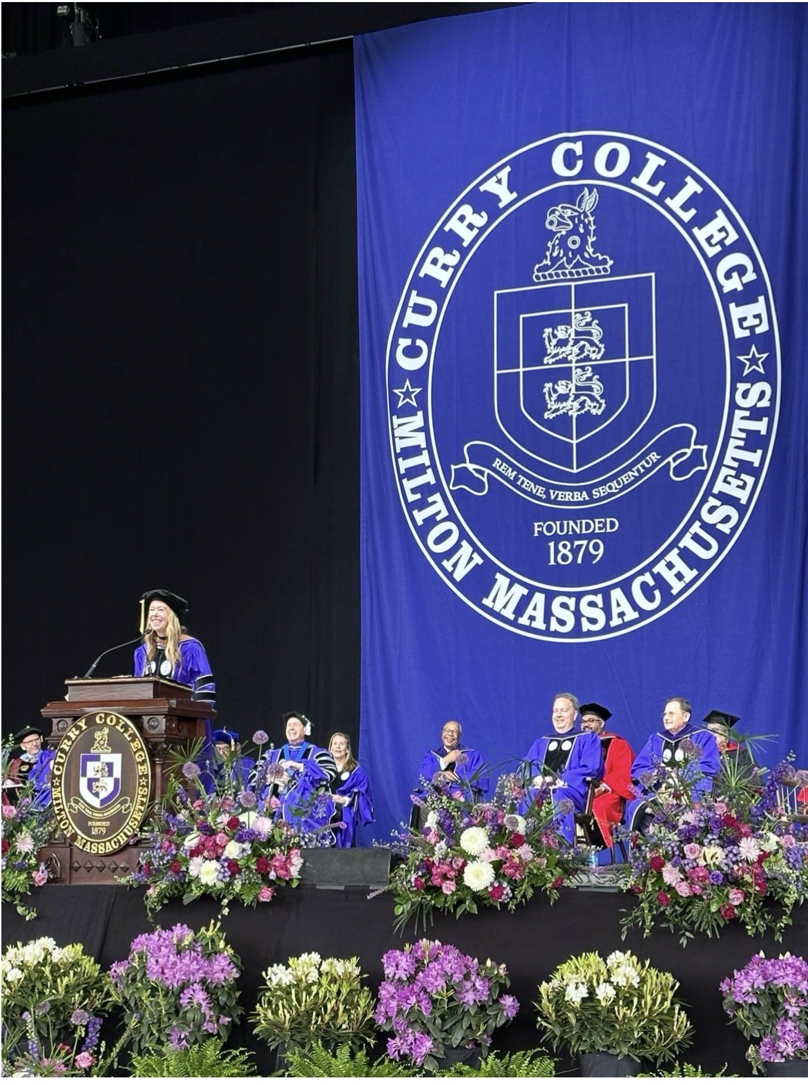 Curry College commencement stage